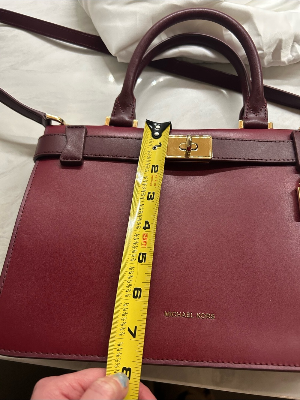 Michael Kors Burgundy Satchel with Red Card Wallet - Picture 13 of 16
